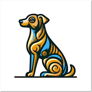 Pop art dog illustration. cubism illustration of a dog Posters and Art